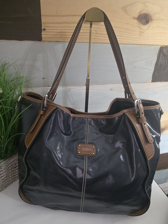 TOD\'S Black and Brown Leather Shoulder Bag
